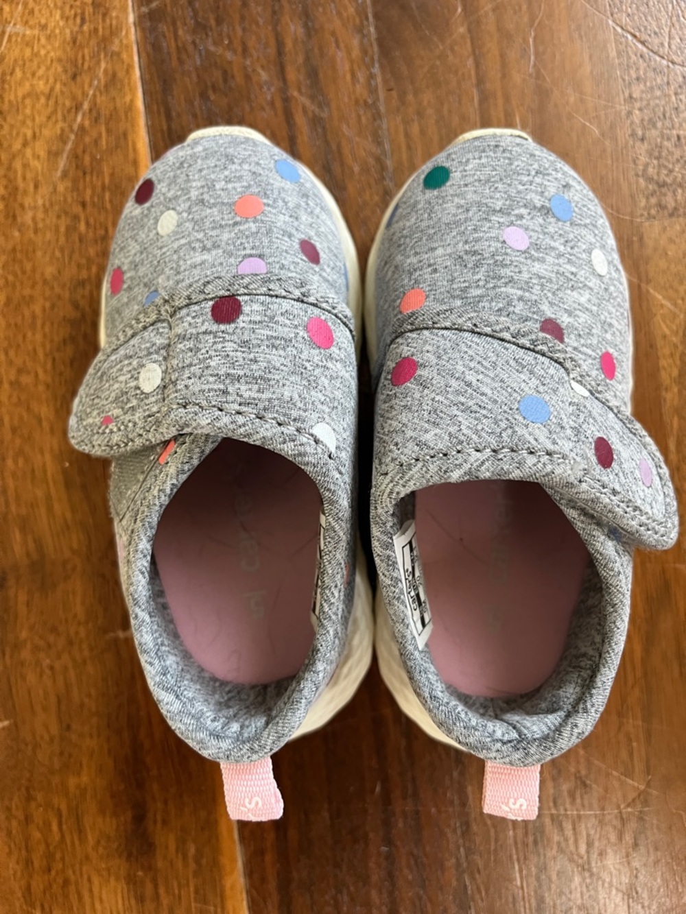 Carter's Grey Polka Dot Hook-and-Loop Sneakers